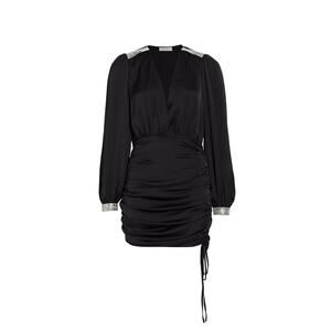 Cinq A Sept 'Foxy' Black Polyester Embellished Ruched Mini Dress Size 4